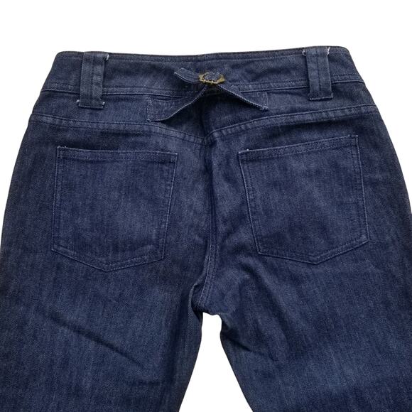 Cinch Buckle Back Capri Jeans NY & Co Size 6 Stretch Dark Stretch Denim Crop - Picture 1 of 8